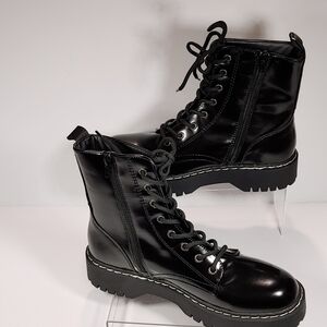 Sincerely Jules Women's Size 9.5M Black Lace Up Leather Grundge Y2K Combat Boots